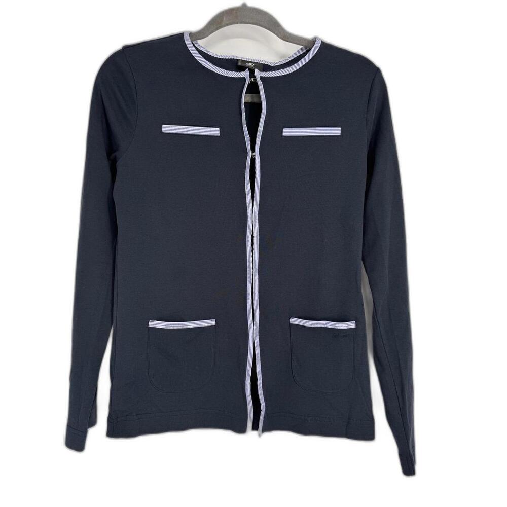 Bogner Jacket Navy blue Cardigan super soft 100% cotton made in Portugal Size 6